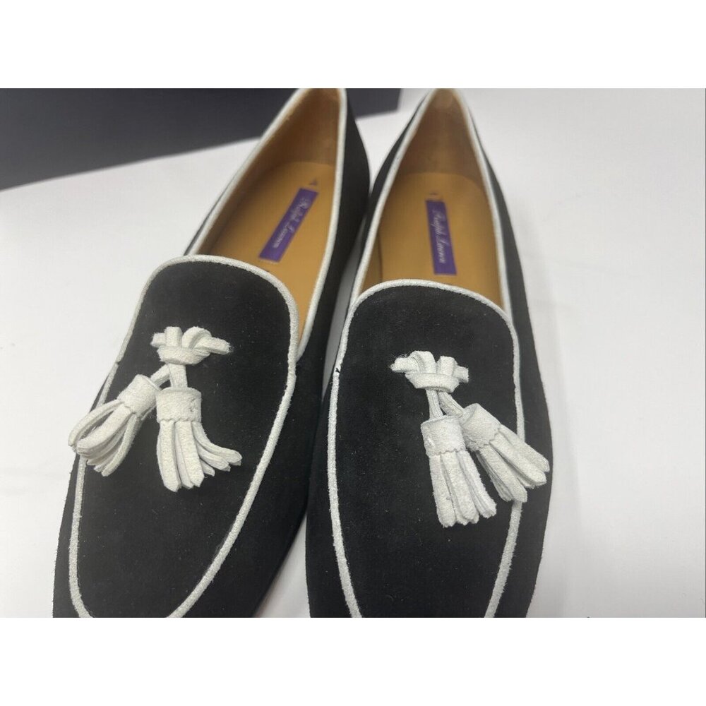 Polo Ralph Lauren Purple Label Black White Tassel Loafer Dress Shoes 37 B 6 1/2 - Picture 15 of 15